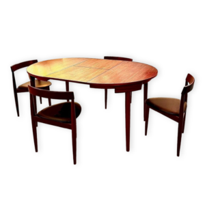 Ensemble table roundette et chaises tripodes - Galerie Joël Boisgontier