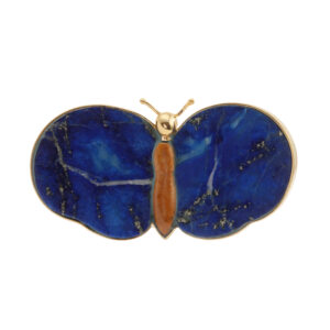 Broche Papillon Lapis - Lazuli Jaspe Or Jaune - Les Pierres de Julie