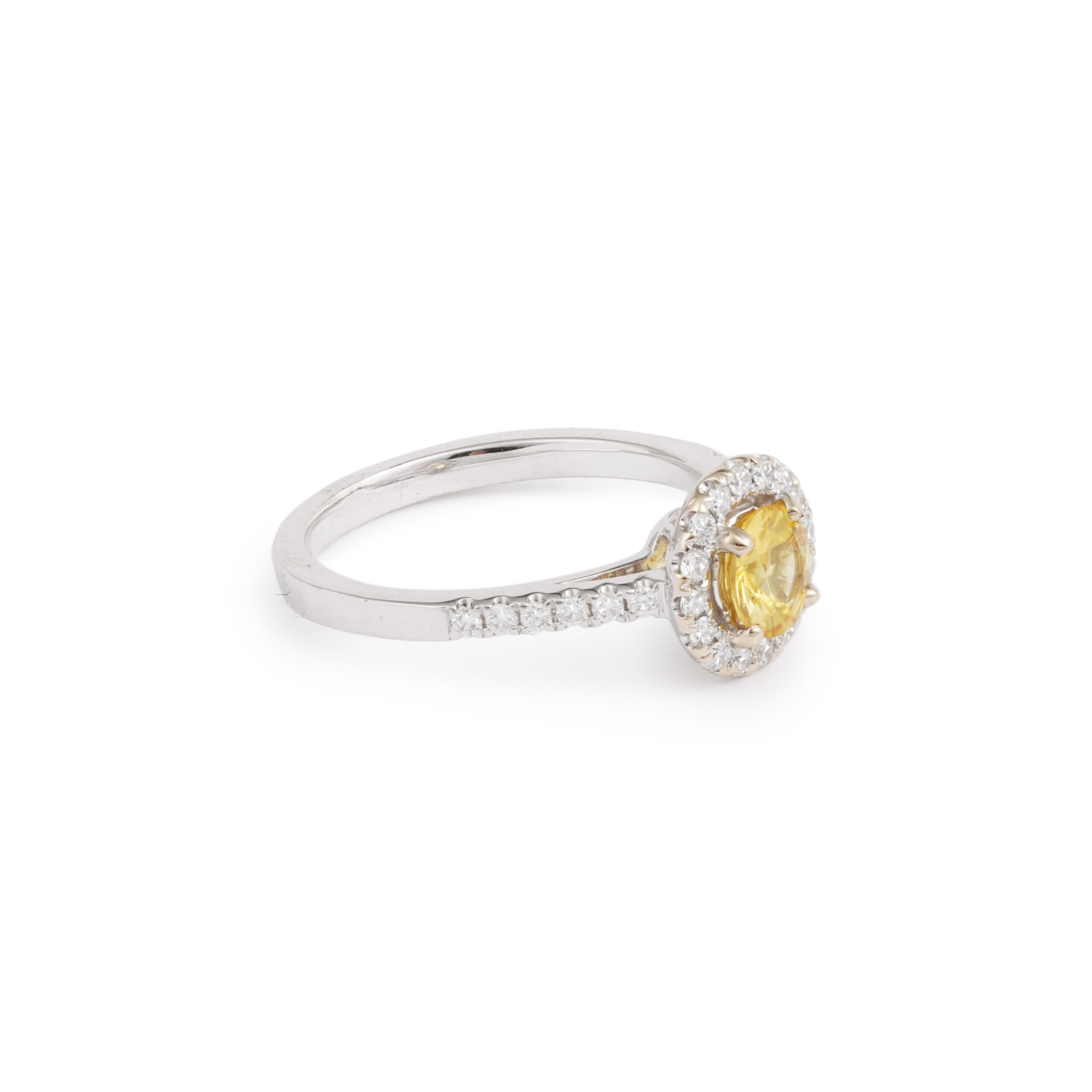 Bague Marguerite Saphir Jaune 0.67 Carats Diamants Or Gris 18 Carats - Les Pierres de Julie – Image 2
