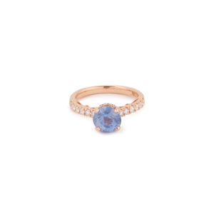 Bague Saphir Ceylan Non Chauffé 2.44 Carats Diamants Or Rose 18 Carats (Certificat) - Les Pierres de Julie