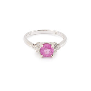 Bague Saphir Rose 1.20 Carats Diamants Or Gris 18 Carats - Les Pierres de Julie