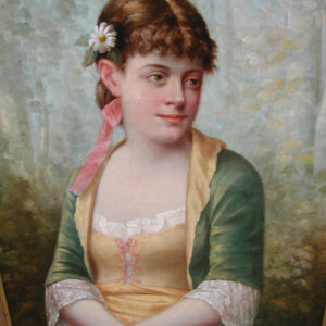 Portrait De Jeune Femme à La Rose, 1888, Signé Grandin