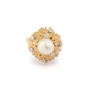 Bague Andrew Grima Perle Diamants Or Jaune 18 Carats