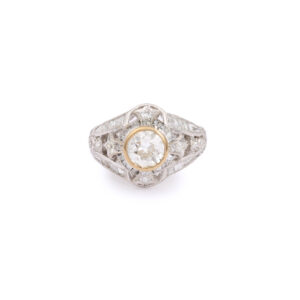 Bague Style Art-Déco Diamant 1,19 Carats Or Gris 18 Carats