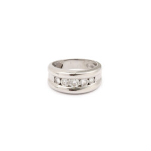 Bague Jonc 5 Diamants Or gris 18 Carats