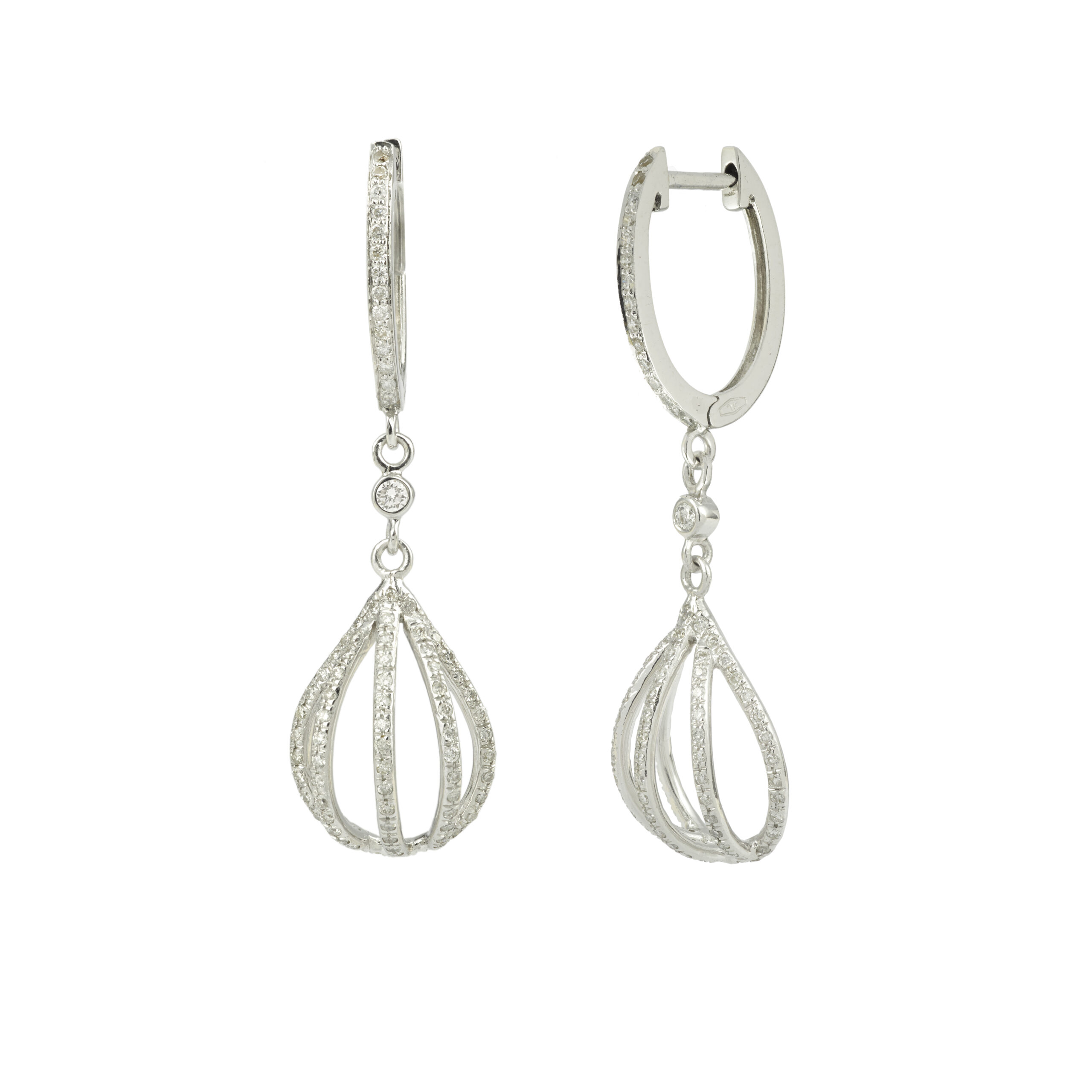 Boucles d’Oreilles Montgolfières Diamants Or Gris 18 Carats – Image 2