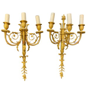 Paire D'Appliques Style Louis XVI à Trois Bras De Lumières D'après un modèle de Feuchère