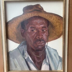 Le Passeur de Belo sur Tsiribihina, Janvier 1953, Huile sur carton signée Robert Fernier