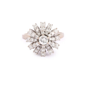 Bague Flocon Diamants 1 Carat Or Gris 18 Carats