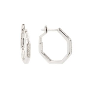 Créoles Octogonales Diamants Or Gris 18 Carats - Les Pierres de Julie