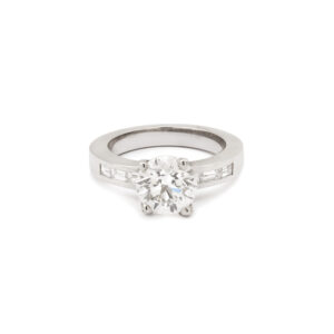 Bague Solitaire Diamant 2 Carats Or Gris 18 Carats (Certificat)