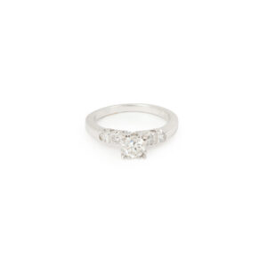 Bague Solitaire Diamants 0.50 Carats Or Gris 14 Carats