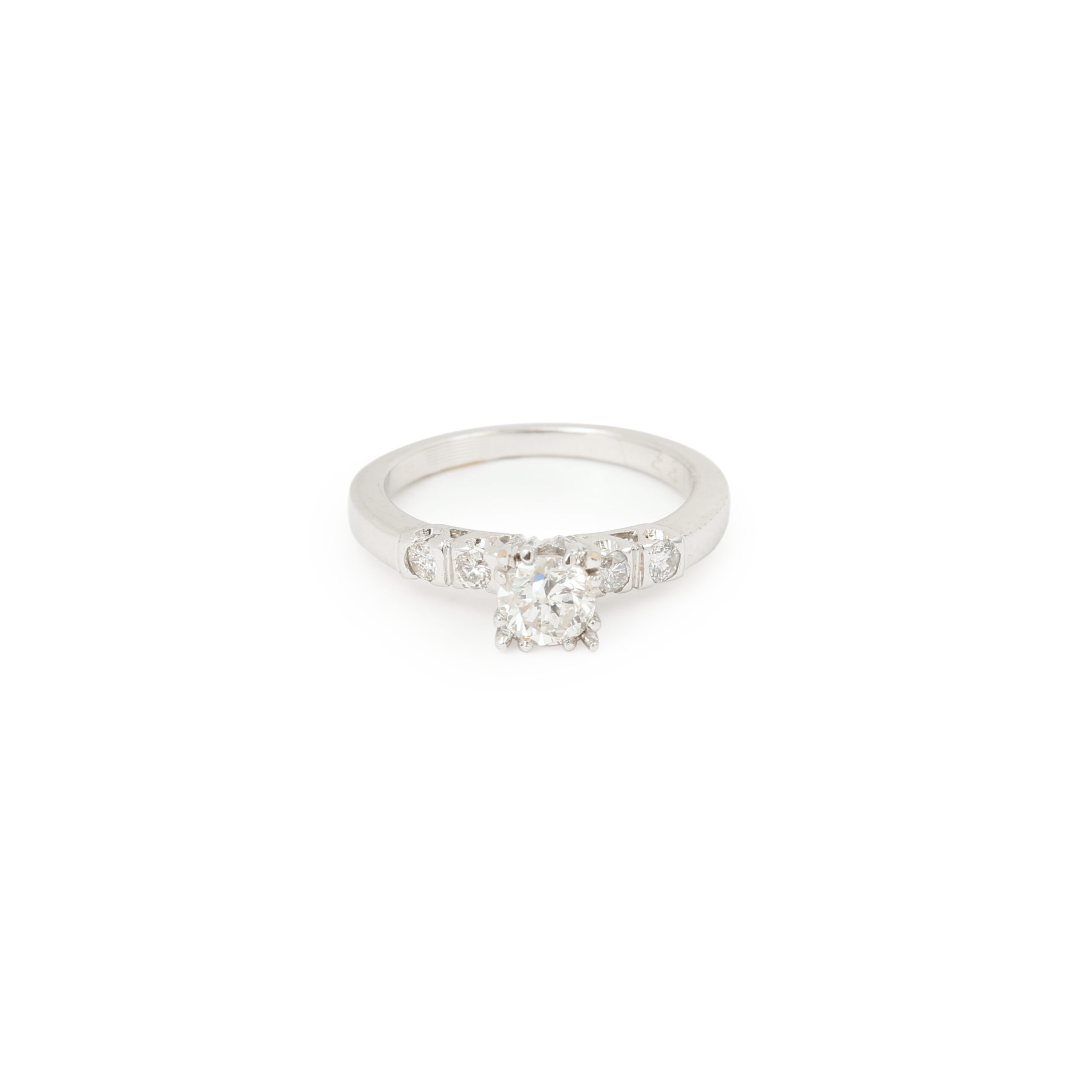 Bague Solitaire Diamants 0.50 Carats Or Gris 14 Carats