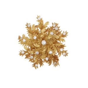 Broche Chardon Diamants 1.20 Carats Or Jaune 18 Carats