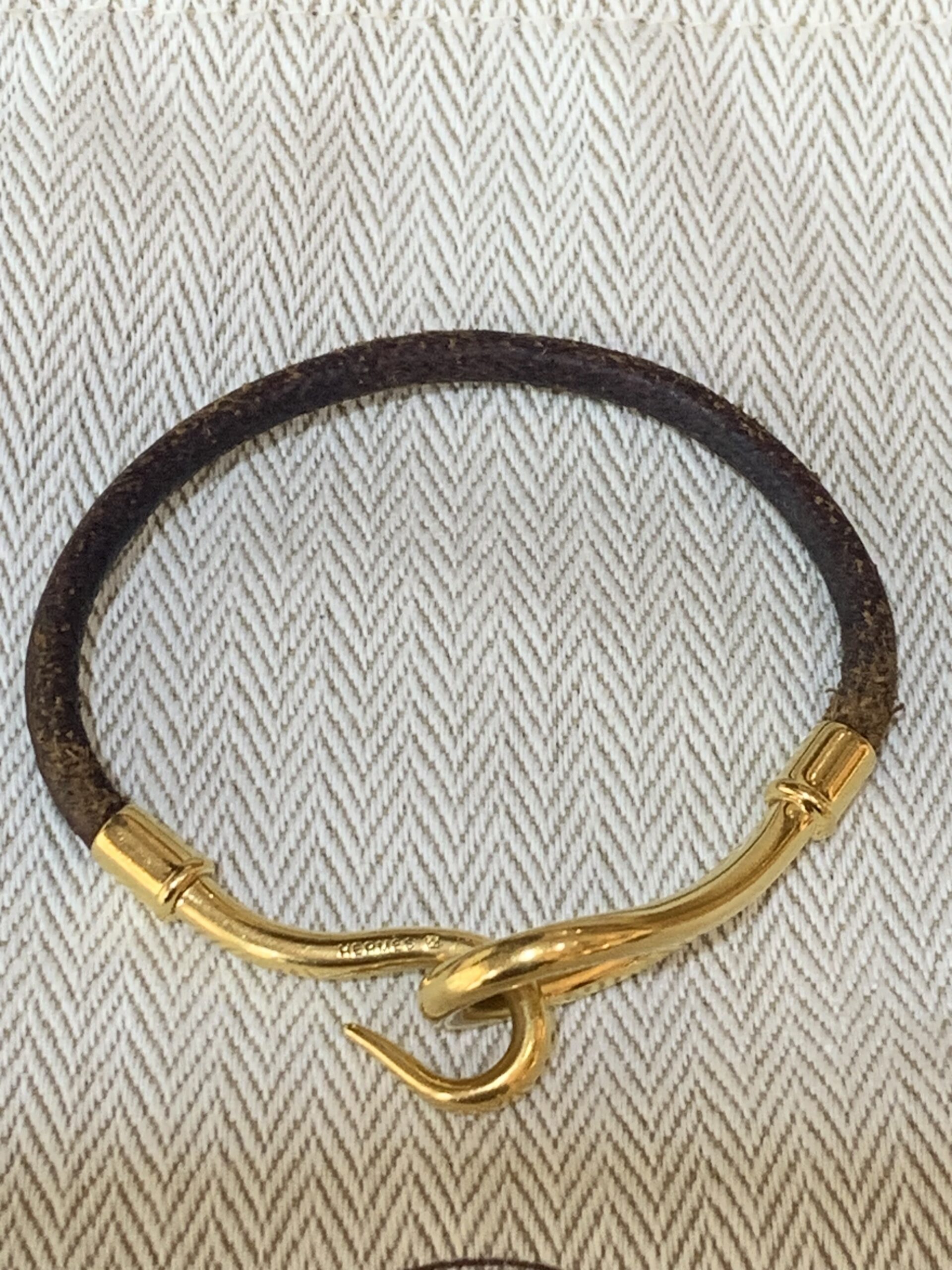 Bracelet Hermès Jumbo Métal Doré Cuir – Image 4