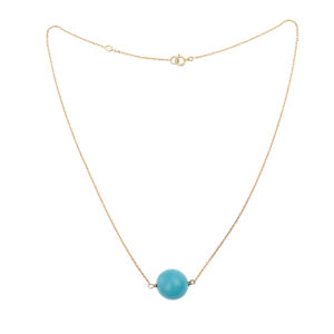 Collier Turquoise 14mm Or Jaune 18 Carats