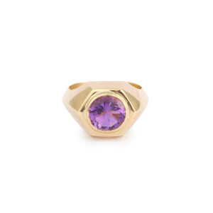 Bague Chevalière Améthyste 2.70 Carats Or Jaune 18 Carats
